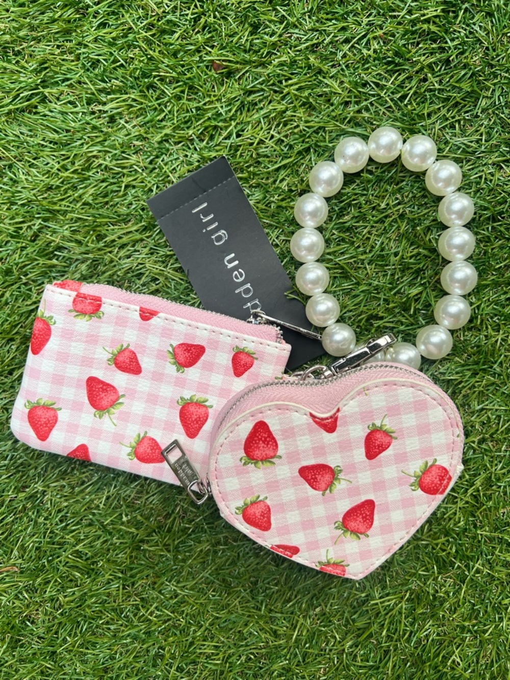 Madden Girl Strawberry Wallet & Heart Coin Pouch Set